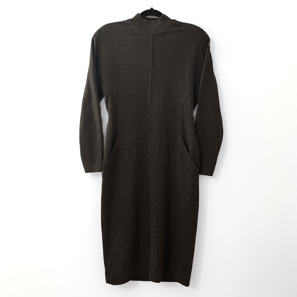 🩶 100% Virgin Wool Vintage Coccoon Style Midi Dress 🩶